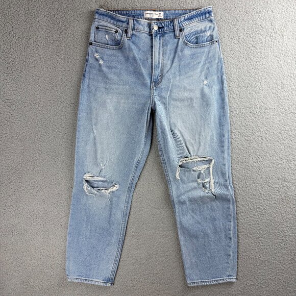 Abercrombie & Fitch Jeans Womens 28 6S Blue The Mom High Rise Distressed Denim 1 - Picture 1 of 10